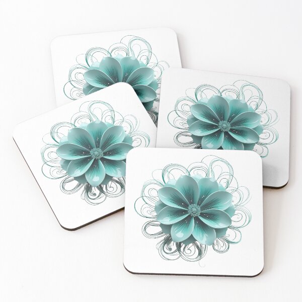 Item preview, 3D blooming turquoise flower  designed and sold by My Pitbull Place.
