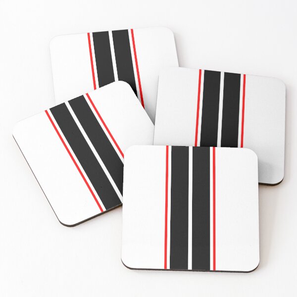Item preview, Dual Black Stripes With Red Pinstripes (White Background) designed and sold by Racing Stripes Only.