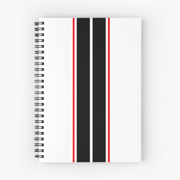 Artikelvorschau, Doppelte schwarze Streifen mit roten Nadelstreifen (weißer Hintergrund) entworfen und verkauft von Racing Stripes Only.