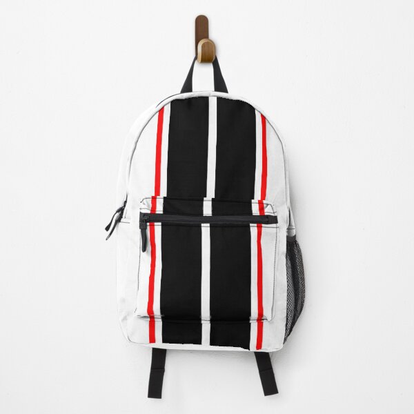 Item preview, Dual Black Stripes With Red Pinstripes (White Background) designed and sold by Racing Stripes Only.