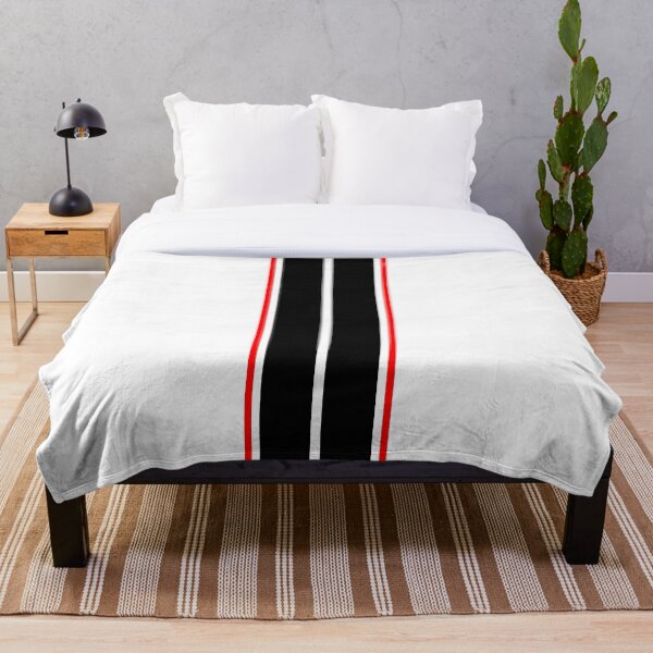 Item preview, Dual Black Stripes With Red Pinstripes (White Background) designed and sold by Racing Stripes Only.