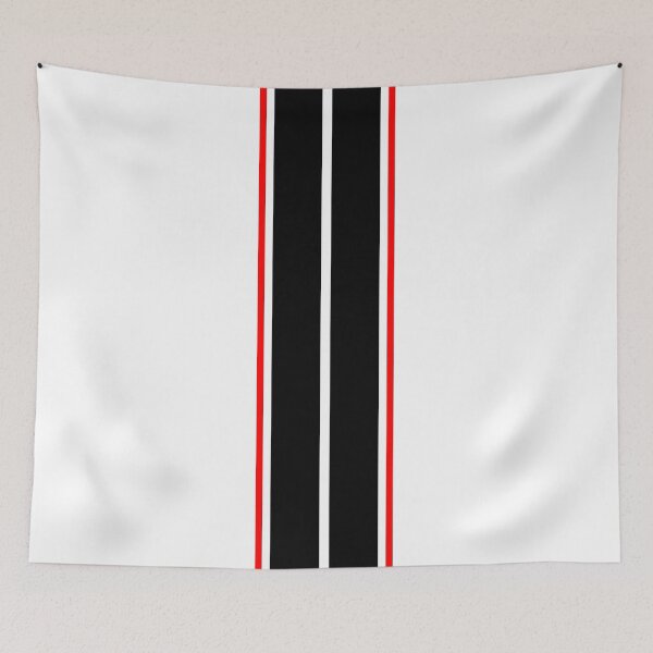 Item preview, Dual Black Stripes With Red Pinstripes (White Background) designed and sold by Racing Stripes Only.