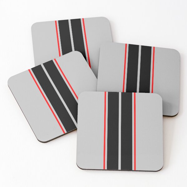 Item preview, Dual Black Stripes With Red Pinstripes (Light Gray Background) designed and sold by Racing Stripes Only.