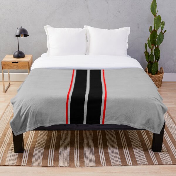 Item preview, Dual Black Stripes With Red Pinstripes (Light Gray Background) designed and sold by Racing Stripes Only.