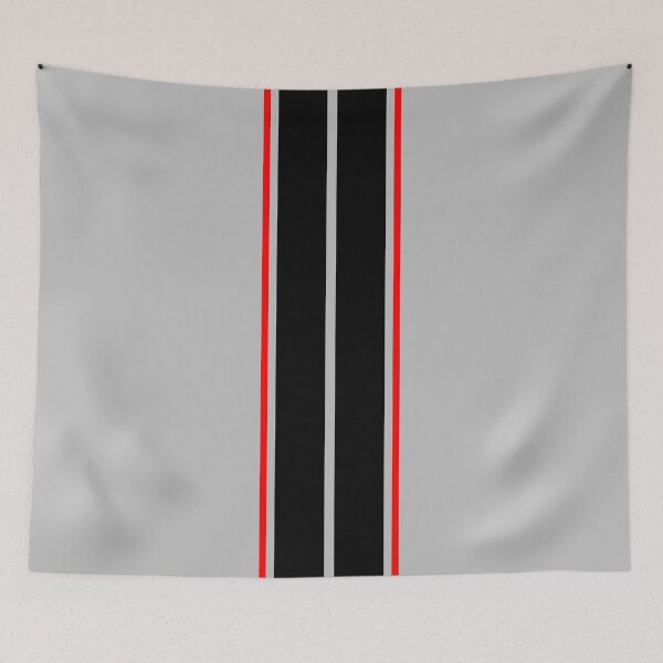 Item preview, Dual Black Stripes With Red Pinstripes (Light Gray Background) designed and sold by Racing Stripes Only.