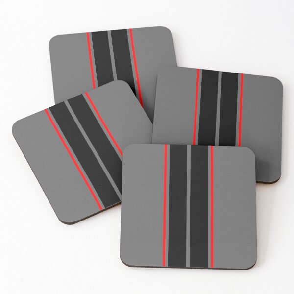 Item preview, Dual Black Stripes With Red Pinstripes (Gray Background) designed and sold by Racing Stripes Only.