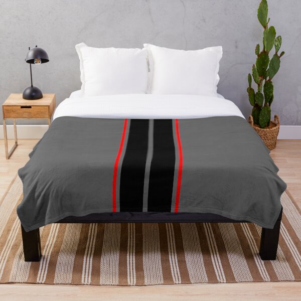 Item preview, Dual Black Stripes With Red Pinstripes (Gray Background) designed and sold by Racing Stripes Only.