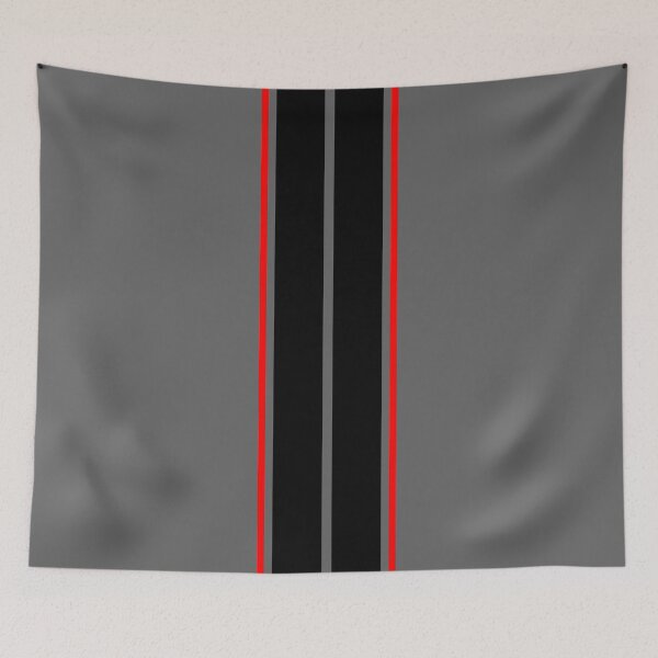 Item preview, Dual Black Stripes With Red Pinstripes (Gray Background) designed and sold by Racing Stripes Only.