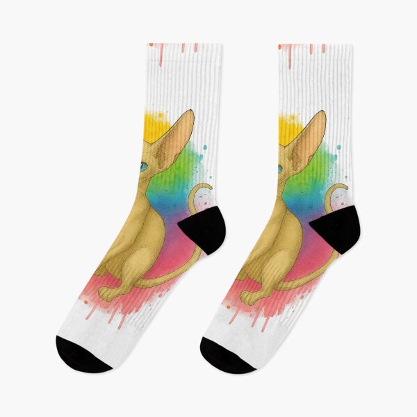 Item preview, Oriental Cat with Red Ball of Yarn and Rainbow Watercolor Background designed and sold by Idelab-11.