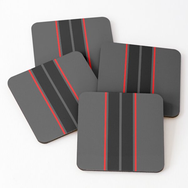 Item preview, Dual Black Stripes With Red Pinstripes (Dark Gray Background) designed and sold by Racing Stripes Only.