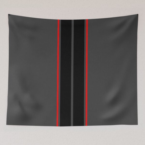 Item preview, Dual Black Stripes With Red Pinstripes (Dark Gray Background) designed and sold by Racing Stripes Only.