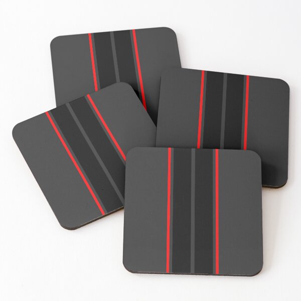 Item preview, Dual Black Stripes With Red Pinstripes (Nero (Dark Gray) Background) designed and sold by Racing Stripes Only.