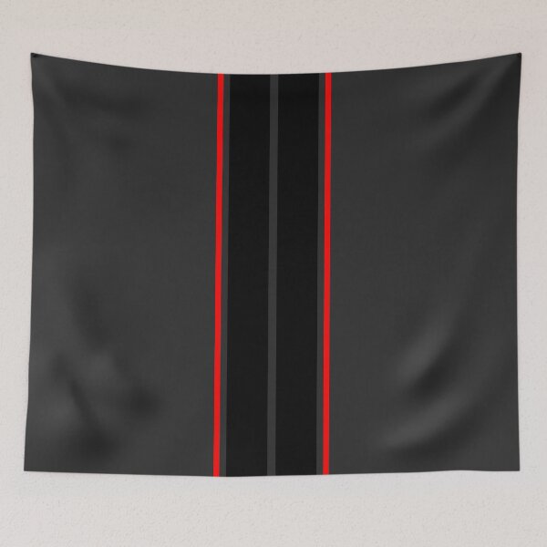 Item preview, Dual Black Stripes With Red Pinstripes (Nero (Dark Gray) Background) designed and sold by Racing Stripes Only.