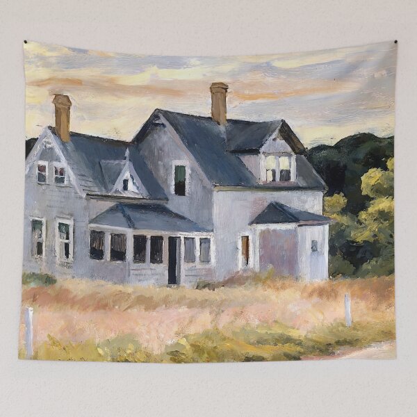 Aperçu de l'œuvre maison au bord d'une route Edward Hopper créée et vendue par TeeARTHY.