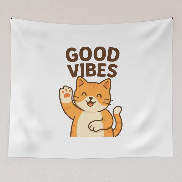 Item preview, Good Vibes Cat – Cute Cat Art for Pet Lovers designed and sold by tcheff.