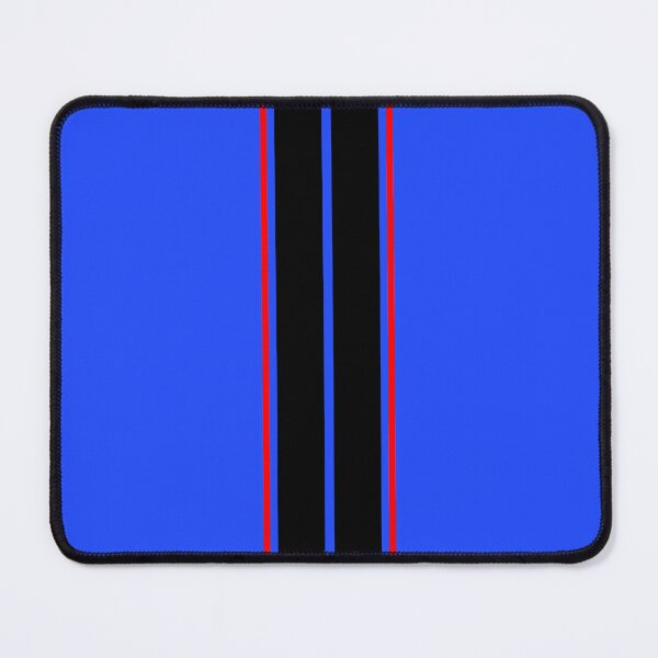 Item preview, Dual Black Stripes With Red Pinstripes (Neon Blue Background) designed and sold by Racing Stripes Only.