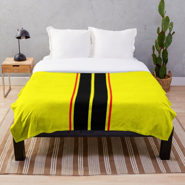 Item preview, Dual Black Stripes With Red Pinstripes (YellowBackground) designed and sold by Racing Stripes Only.