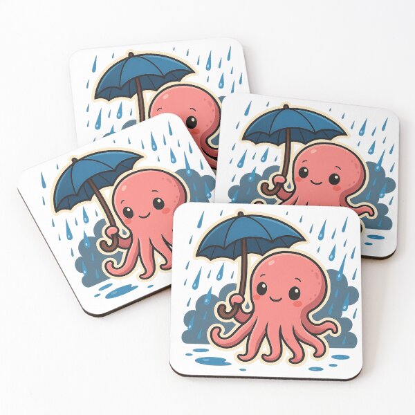 Item preview, Smiling Octopus in the Rain designed and sold by Funny_Store.