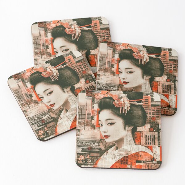 Item preview, Geisha Portrait with Collage Background designed and sold by Jirka Svetlik, Studio Illuvision.