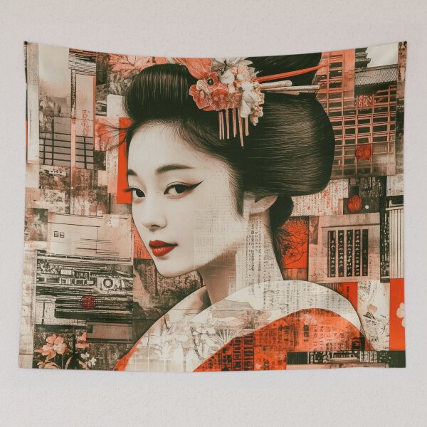 Item preview, Geisha Portrait with Collage Background designed and sold by Jirka Svetlik, Studio Illuvision.