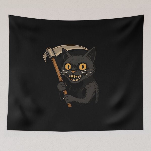 Item preview, Grinning Grim Reaper Cat Art designed and sold by Amr Siam.