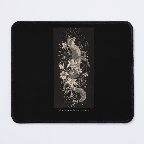 Item preview, Nocturnal Bloomrunner – Celestial Fox and Lilies Linocut Print designed and sold by Bloawessome Inc..
