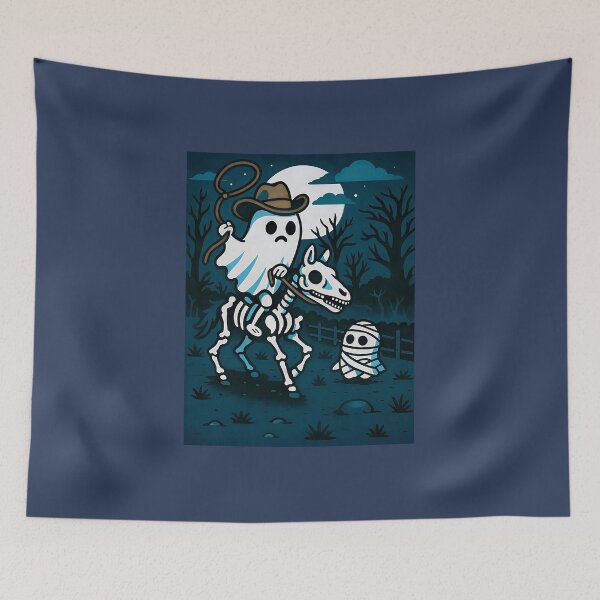 Item preview, Ghost Cowboy and Skeleton Horse – Cute Spooky Western Halloween Art designed and sold by donwillisjrart.