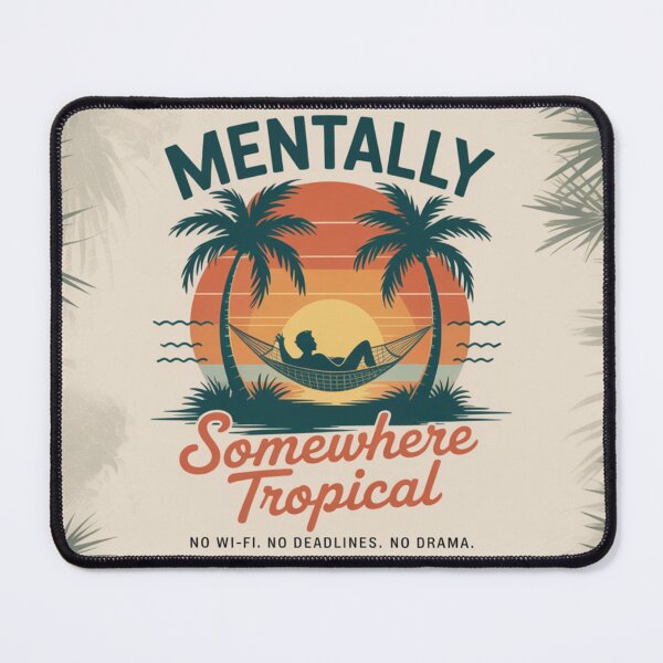 Item preview, Mentally Somewhere Tropical – Vintage Retro Sunset Beach Design designed and sold by shogan712.