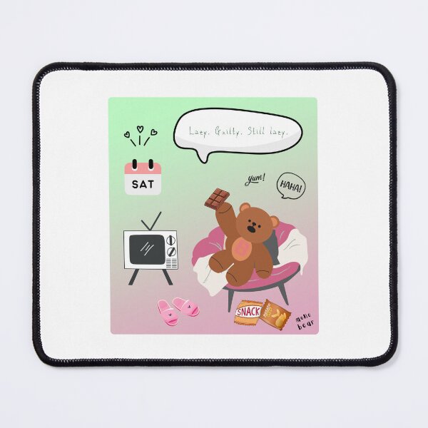 Item preview, Lazy. Guilty. Still Lazy. | Mono Bear Weekly Mood Series ( Gradation Square Background )  designed and sold by mintmono-studio.
