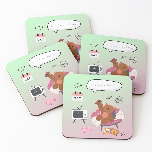 Item preview, Lazy. Guilty. Still Lazy. | Mono Bear Weekly Mood Series ( Gradation Square Background )  designed and sold by mintmono-studio.