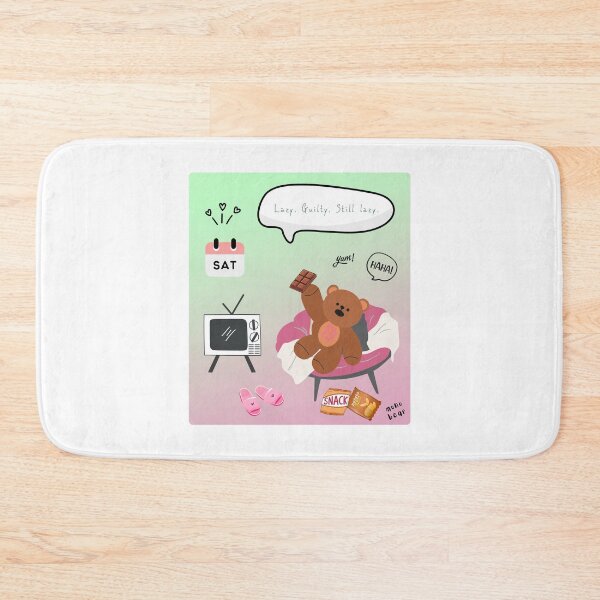 Item preview, Lazy. Guilty. Still Lazy. | Mono Bear Weekly Mood Series ( Gradation Square Background )  designed and sold by mintmono-studio.