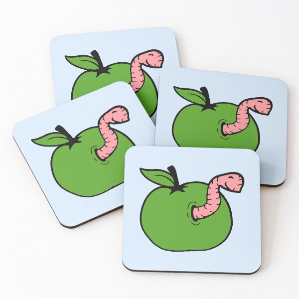 Item preview, Worm Apple Eating Fruit Wormhole Hole Cute Smile designed and sold by shirt-o-mat.