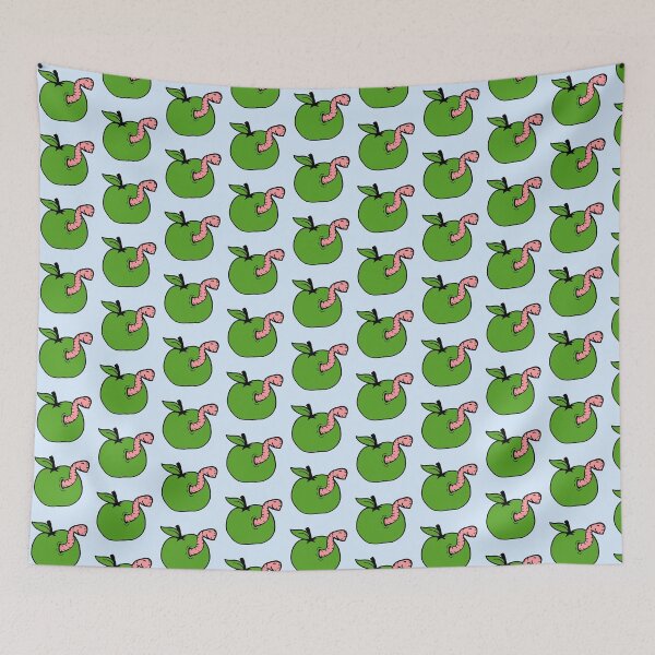 Item preview, Worm Apple Eating Fruit Wormhole Hole Cute Smile designed and sold by shirt-o-mat.