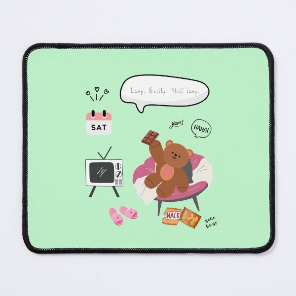Item preview, Lazy. Guilty. Still Lazy. | Mono Bear Weekly Mood Series ( Mint Background ) designed and sold by mintmono-studio.