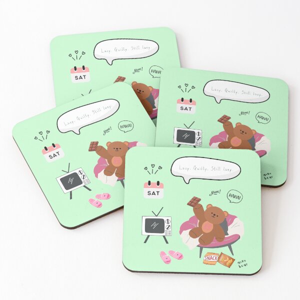 Item preview, Lazy. Guilty. Still Lazy. | Mono Bear Weekly Mood Series ( Mint Background )  designed and sold by mintmono-studio.