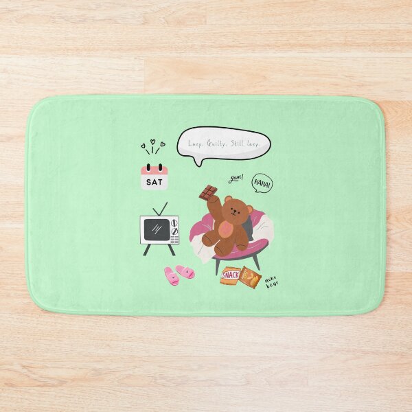 Item preview, Lazy. Guilty. Still Lazy. | Mono Bear Weekly Mood Series ( Mint Background )  designed and sold by mintmono-studio.