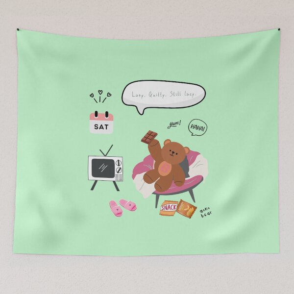 Item preview, Lazy. Guilty. Still Lazy. | Mono Bear Weekly Mood Series ( Mint Background )  designed and sold by mintmono-studio.