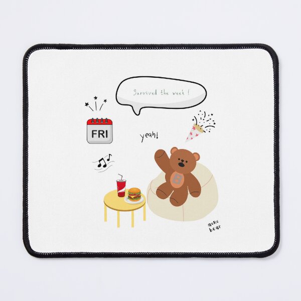 Item preview, Survived the Week! | Mono Bear Weekly Mood Series ( White / Transparent ) designed and sold by mintmono-studio.