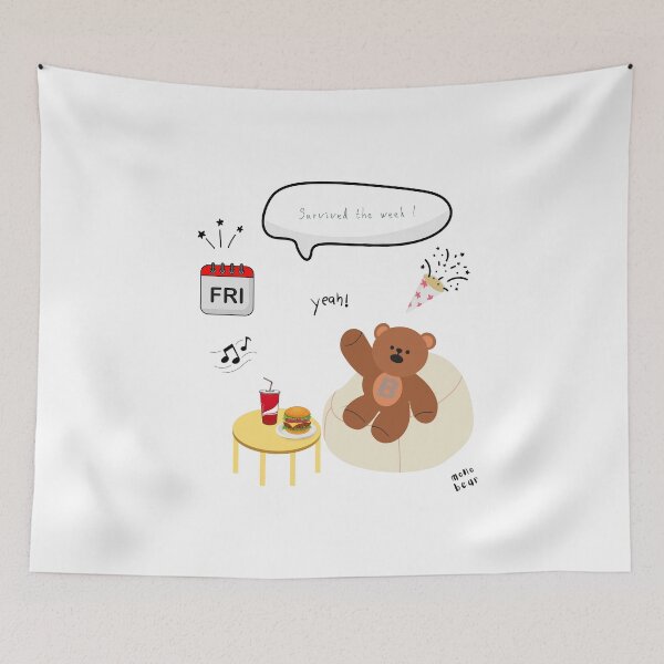 Item preview, Survived the Week! | Mono Bear Weekly Mood Series ( White / Transparent )  designed and sold by mintmono-studio.