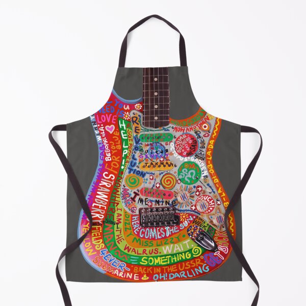 Item preview, George Harrison’s hand painted Rocky Guitar - with Fab Beatle graffiti pop Art song titles designed and sold by Kludoman.