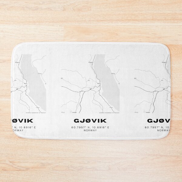 Item preview, Gjøvik City Map – Monochrome Inland Norway Design designed and sold by RM-Journey.