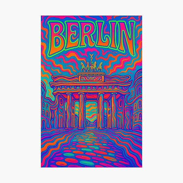 Item preview, Psychedelic Berlin Poster Design | Trippy Retro Cityscape Wall Art | Groovy Berlin Illustration in Neon Colors | 70s Vibe German Travel Print | Funky Urban Street Art Aesthetic designed and sold by PaintedPixels01.