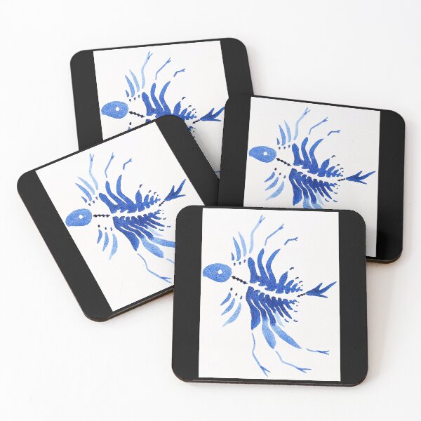 Item preview, Blue Skeletal Bird Watercolor designed and sold by artbynaistudio.