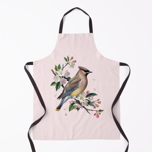 Item preview, Cedar Waxwing Among Pink Blossoms and Spring Leaves designed and sold by BirdsnStuff.