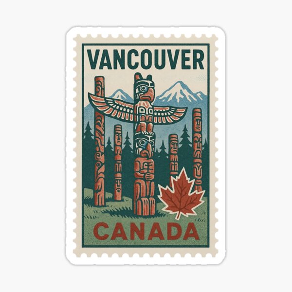 Artikel-Vorschau von Authentische Vintage-Briefmarke aus Vancouver, Kanada | Retro-Sammlerbriefmarkenkunst | Klassische kanadische Reise-Erinnerungsstücke, designt und verkauft von PaintedPixels01.