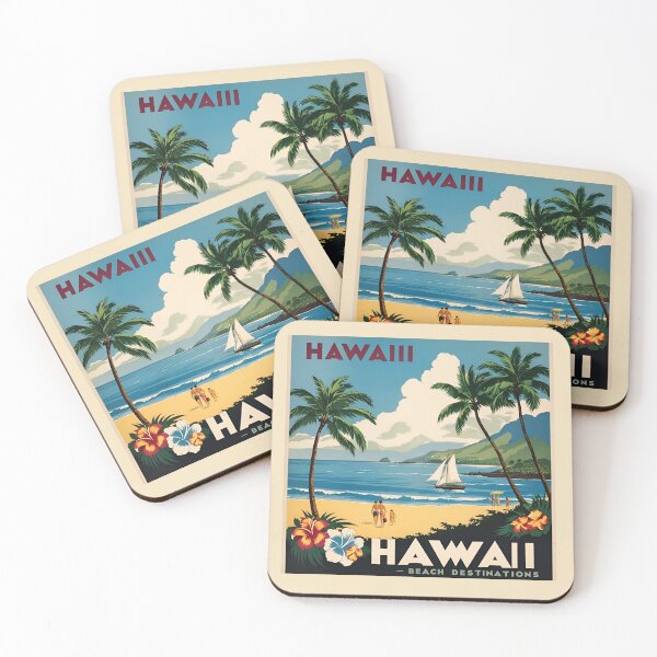 Item preview, Vintage Hawaii – Retro Beach Travel Poster Design designed and sold by The Emerald Eye .