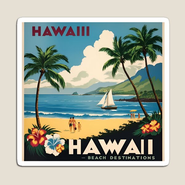 Item preview, Vintage Hawaii – Retro Beach Travel Poster Design designed and sold by The Emerald Eye .