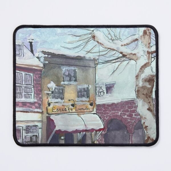 Item preview, Cozy Winter Café Street Watercolor designed and sold by reese dawson art.