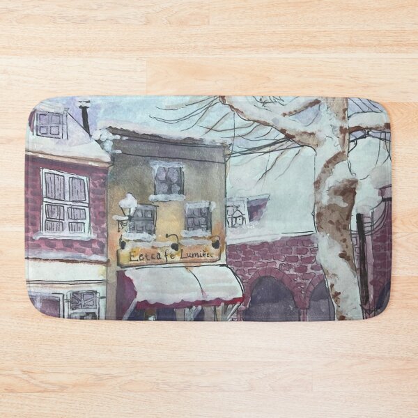 Item preview, Cozy Winter Café Street Watercolor designed and sold by reese dawson art.