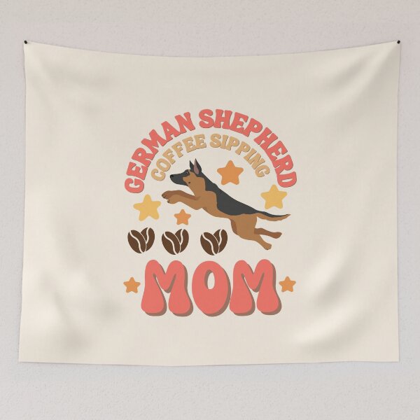 Item preview, German shepherd coffee sipping Mom designed and sold by BritishDelights.